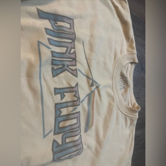 American Eagle Pink Floyd Long Sleeve Cropped Cream Sz Medium Sweatshirt Soft - Picture 2 of 7